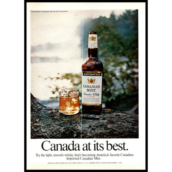 1974 Canadian Mist Whisky Canada At It's Best Vintage Print Ad Kejimkujik Part - Picture 1 of 1